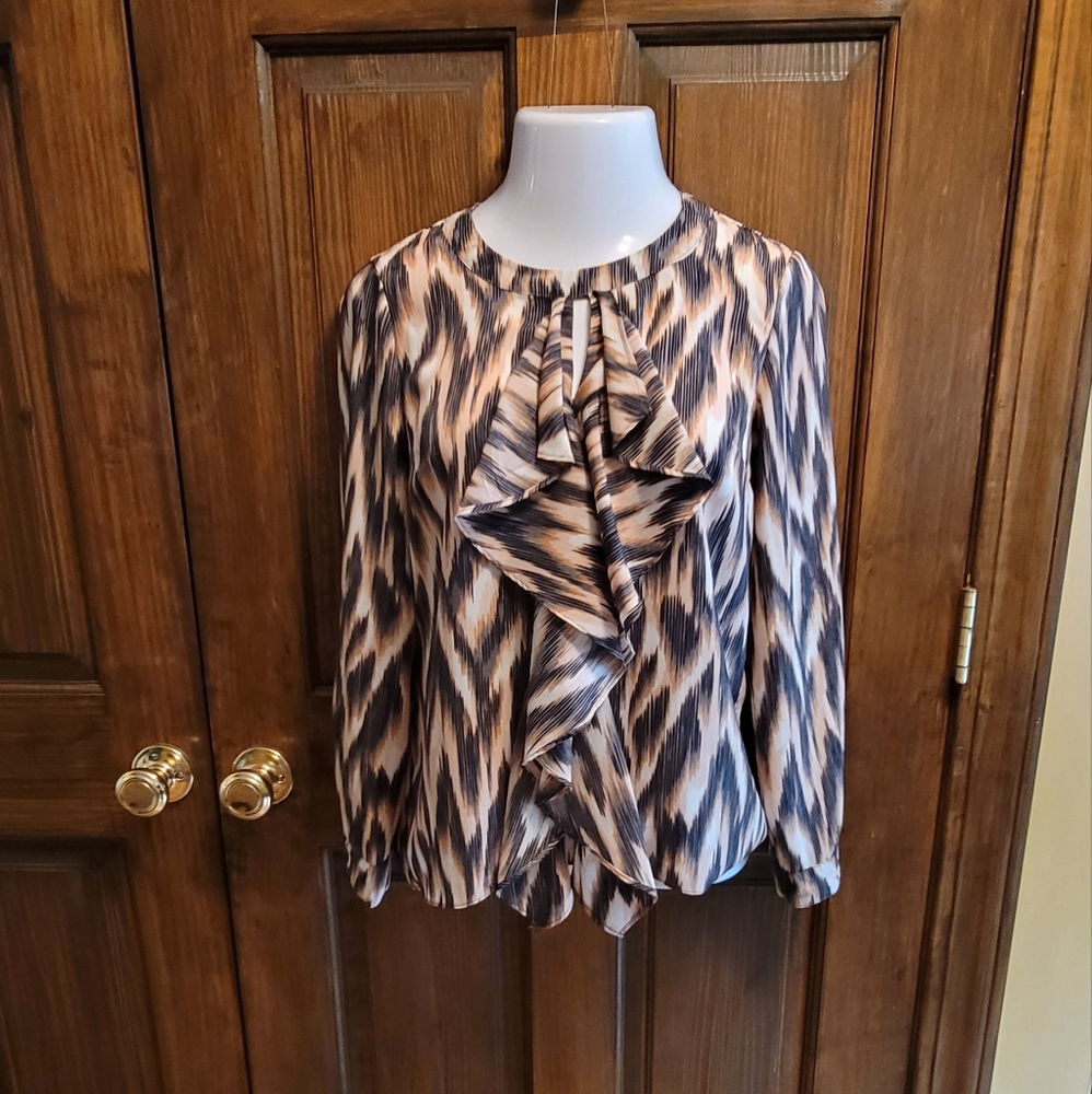 New York & Company Long Sleeve Blouse Sz S Cream, Black, Peach, Gray P2P 19 L 19
